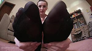 HD video of Sophia smith's foot fetish in stockings