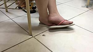 Show de câmera escondida de ação de fetiche de pés