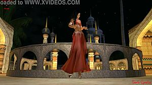 Güzel kırmızı Latin kız, güzel poposuyla Second Life'da dans ediyor