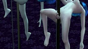 Shemale Janes vilde aften i Sims 4 ender med gruppesex og sæd