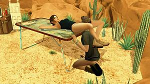 Parodi på Tomb Raider i Sims 4 med egyptiske fallos af skæbne